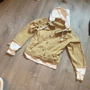 brown and white jacket